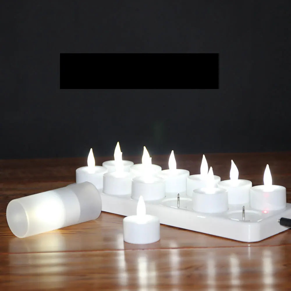 Showlu Smart General LED rechargeable candle set with flickering flame effect, battery-powered and ideal for ambient lighting.