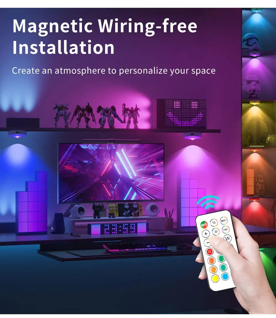 Showlu Smart General LED floating shelf lights mounted on a wall, providing ambient lighting and modern decor for living spaces.