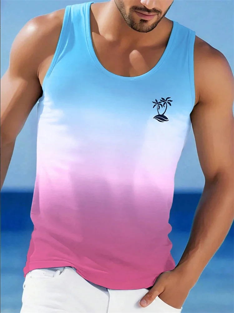Men's Showlu quick dry sports tank top with 3D printed design, ideal for casual gym workouts and active wear.
