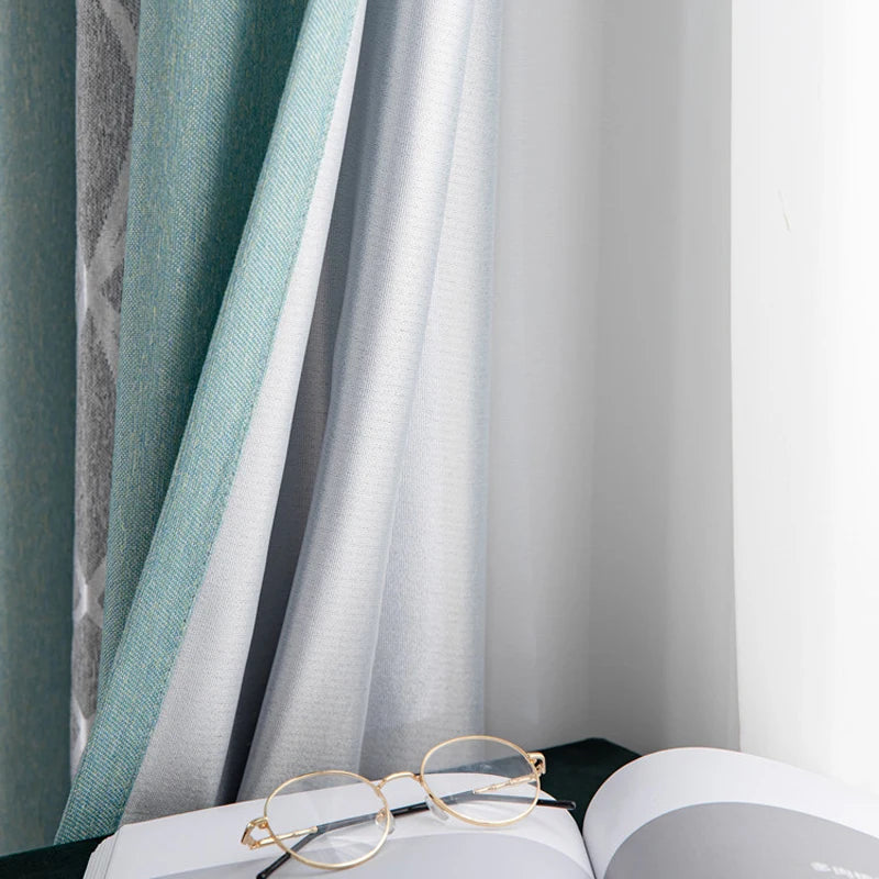 New Thickened Striped Jacquard Curtains For Kids Children's Room Living Room Bedroom Seamless Splicing Curtain Fabric