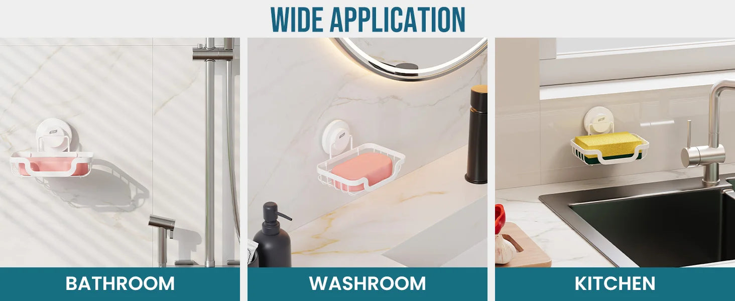 Wall mounted soap holder with drain by Showlu Smart General, showing a sleek soap dish with drainage features for bathroom use.