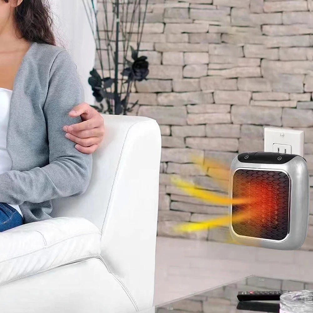 Showlu Smart General 800W plug-in wall mini electric heater with thermostat, compact design for efficient space heating.