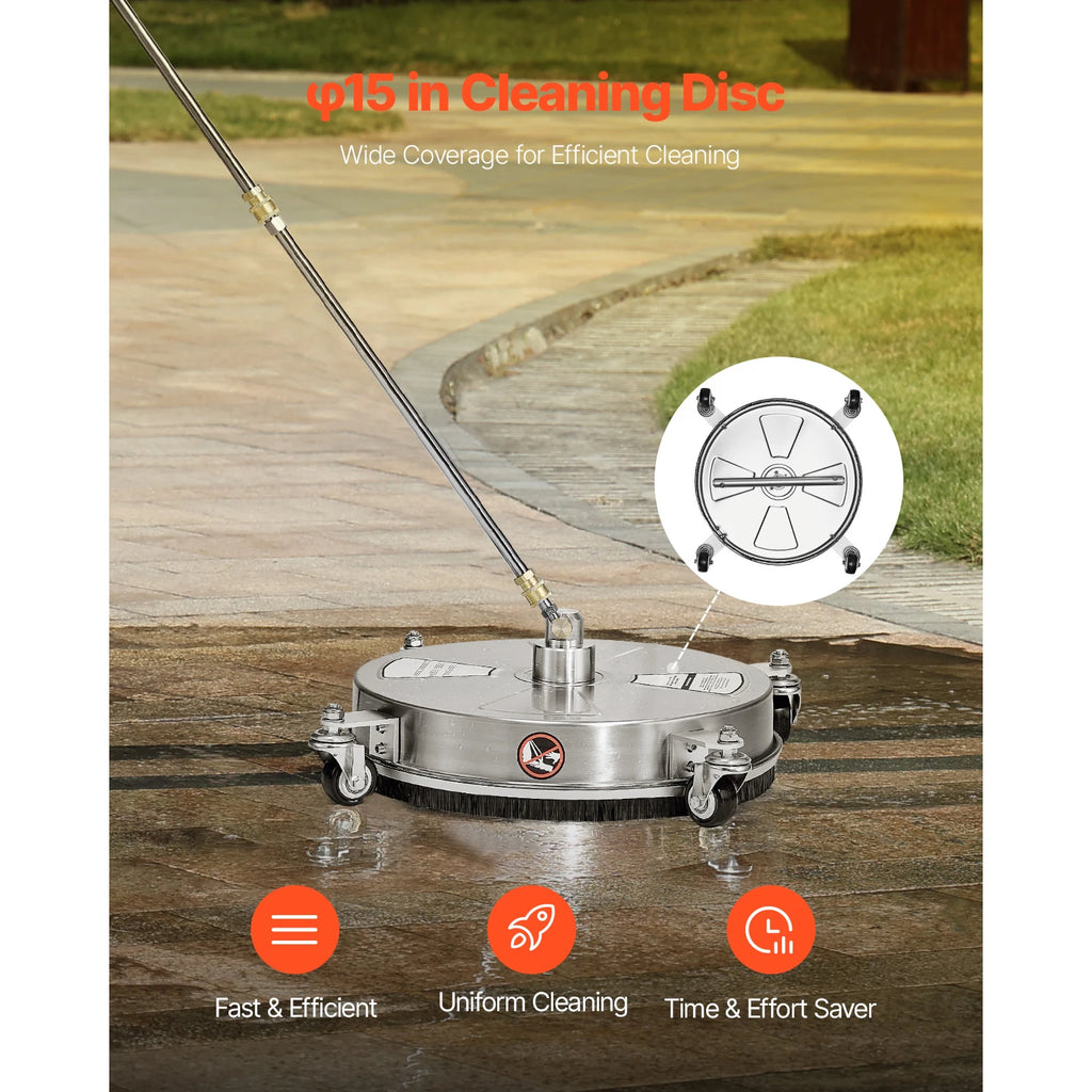 Showlu Smart General rotary surface cleaner attached to a pressure washer, showcasing its wide cleaning surface and durable design.