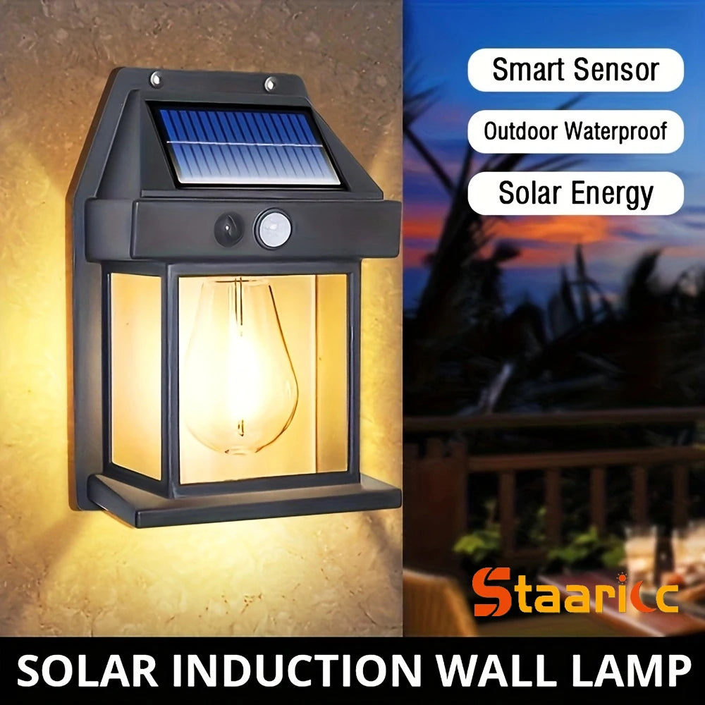 Showlu Smart Solar Motion Sensor Wall Light with IP65 waterproof LED, ideal for outdoor security and illumination