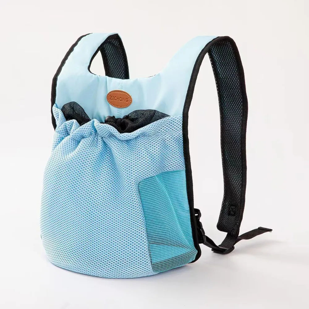 Showlu Portable Pet Travel Backpack with breathable polyester fabric and mesh sides for comfortable dog carrier transport.