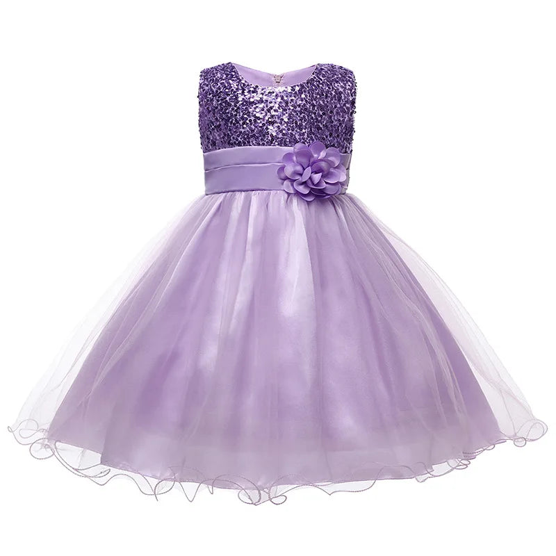 Girl's flower sequins dress by Showlu Fashion for Christmas, Halloween, or birthday parties, featuring a princess tutu design for ages 3-10 years.