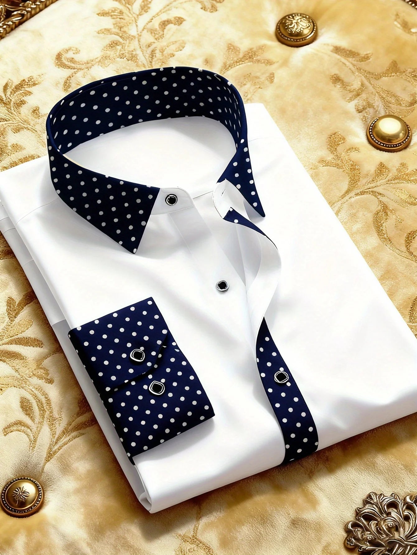 Elegant men's long sleeve tuxedo shirt by Showlu Fashion, micro elastic, suitable for business, casual, and four-season wear.