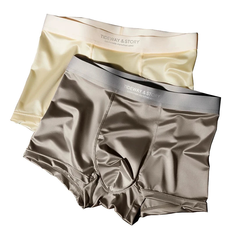 Showlu Men's seamless boxer shorts in a 4-pack, made from breathable mesh fabric, shown laid flat.