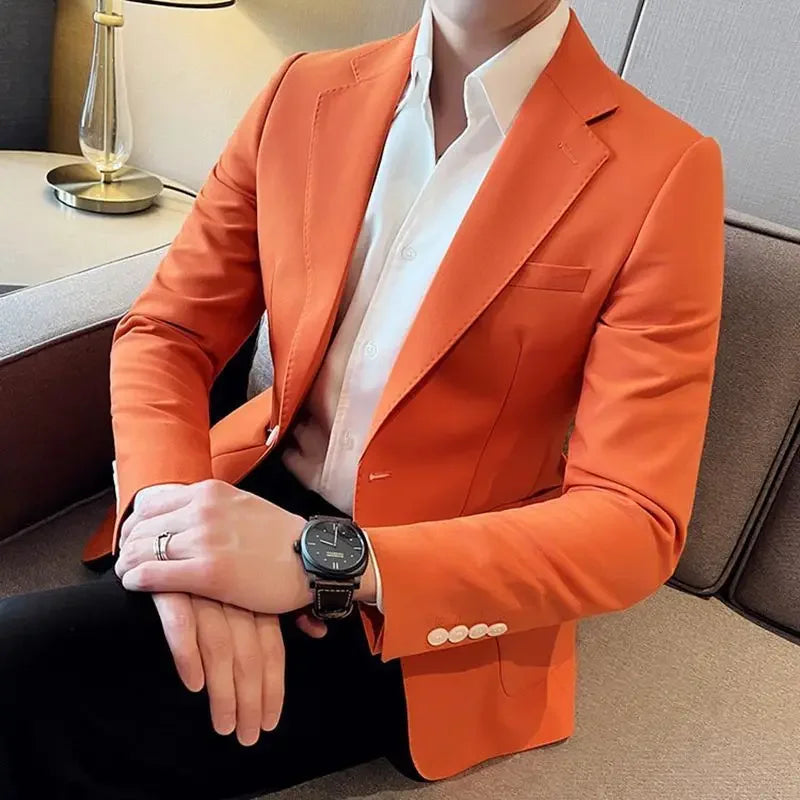 Slim fit men's business blazer by SHOWLU FASHION STORE, single-breasted cotton jacket with tailored design and classic style.