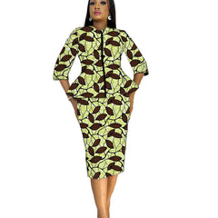 Original Design African Print Women's Outfits Tailor Made Zipper Blouses Patch Skirts Traditional Party Clothing