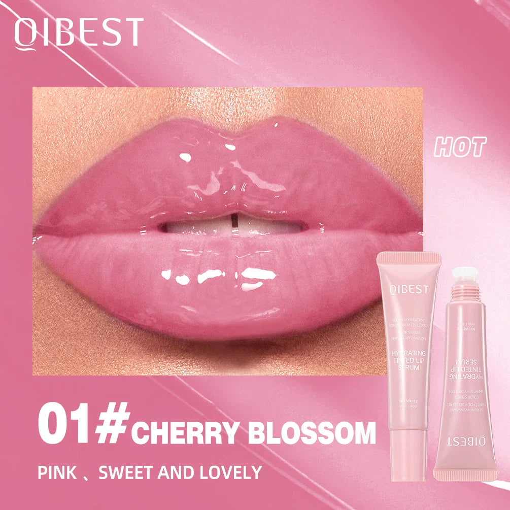SHOWLU FASHION STORE QIBEST Watery Crystal Jelly Lip Oil showing a clear, glossy tinted lip glaze in a sleek applicator tube.