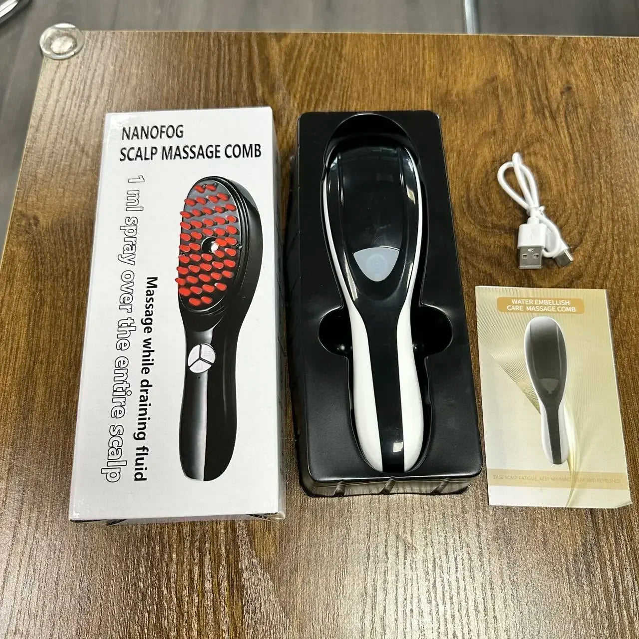 Showlu Smart Laser Hair Growth Comb with red and blue light therapy for scalp massaging and hair follicle stimulation.