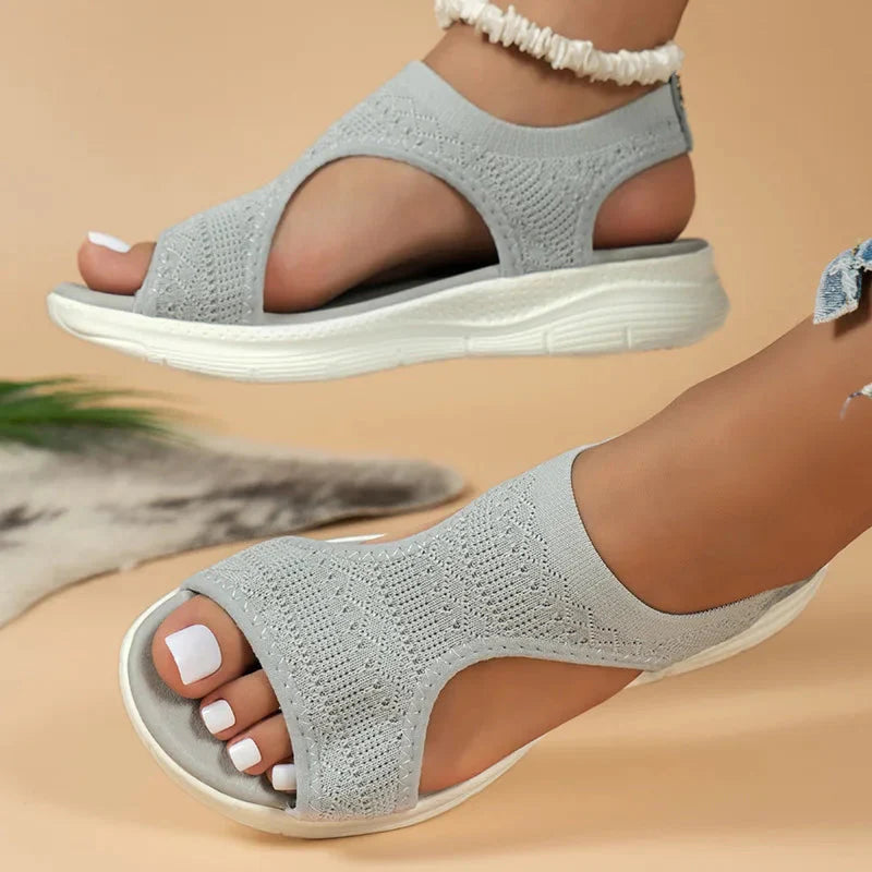 SHOWLU Women's mesh platform sandals with open toe design, casual summer shoes featuring a trendy, breathable mesh upper.