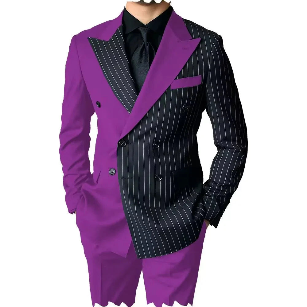 SHOWLU Men's slim fit 2-piece wool blend tuxedo with double-breasted design, tailored for a sophisticated, modern look.