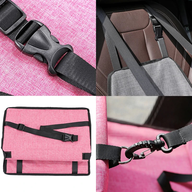Showlu Fashion breathable nylon dog car seat cover with folding pet hammock, providing comfort and protection for pets during travel.