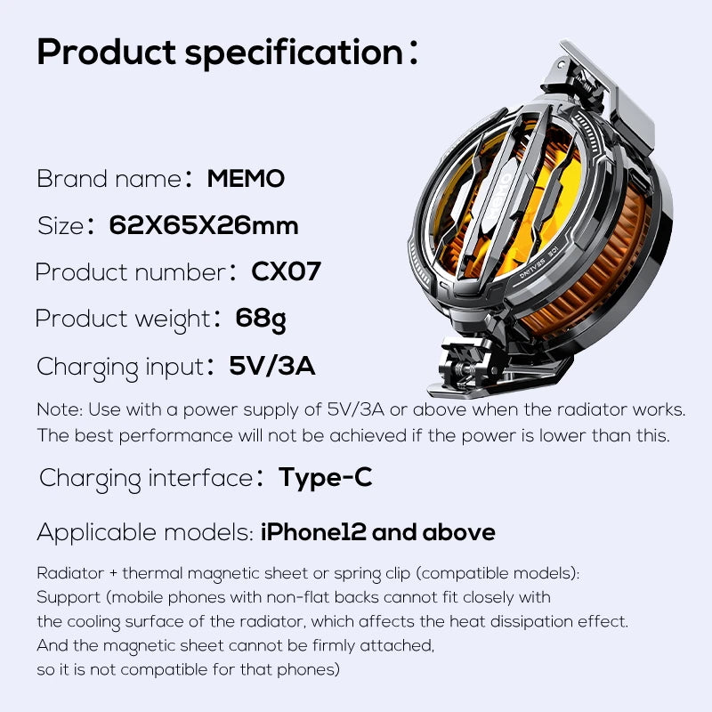 Showlu Smart General phone cooling fan with adjustable blades and USB connection to help keep smartphones cool during use.