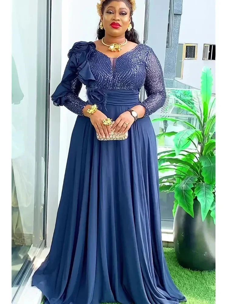 Plus size SHOWLU FASHION African Dashiki Ankara long dress, stylish party robe with vibrant patterns and traditional design.