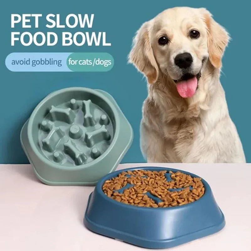 Showlu Fashion Store slow feeder dog bowl with non-slip base, designed for cats and dogs to promote slow eating and prevent overeating.
