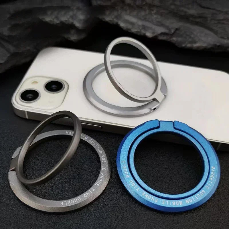 Magnetic Foldable Ring Holder and Removable Grip for MagSafe iPhone