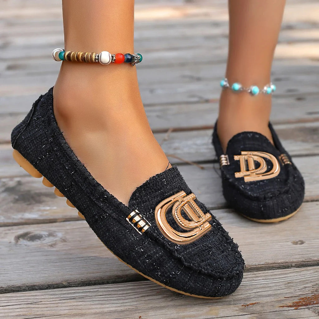 Women's floral loafers by SHOWLU FASHION STORE featuring slip-on fabric driving flats with elegant floral design
