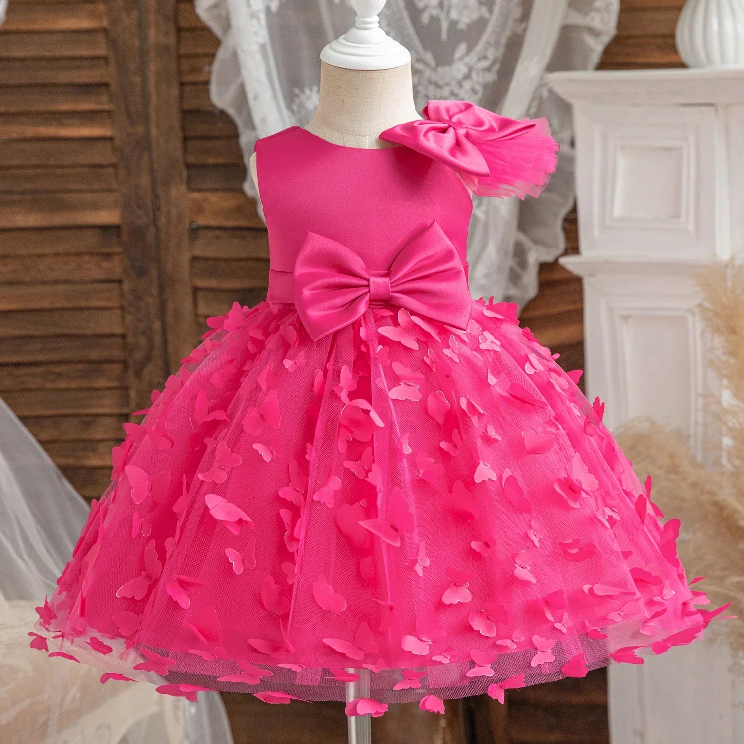 Sequin lace princess dress for girls, toddler birthday and baptism gown, SHOWLU FASHION STORE, elegant design with ruffles and bow.