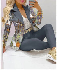 2025 Women's 2pcs Tracksuits Solid Long Sleeve Blazer Pants Suit Sets Office Lady Tracksuit Two Piece Set Fitness Outfits Woman SHOWLU FASHION STORE