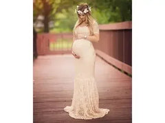 Elegant V Neck Photography Dresses for Pregnant Women Short Sleeve Maxi Maternity Dresses for Photoshoot Pregnancy Clothes New