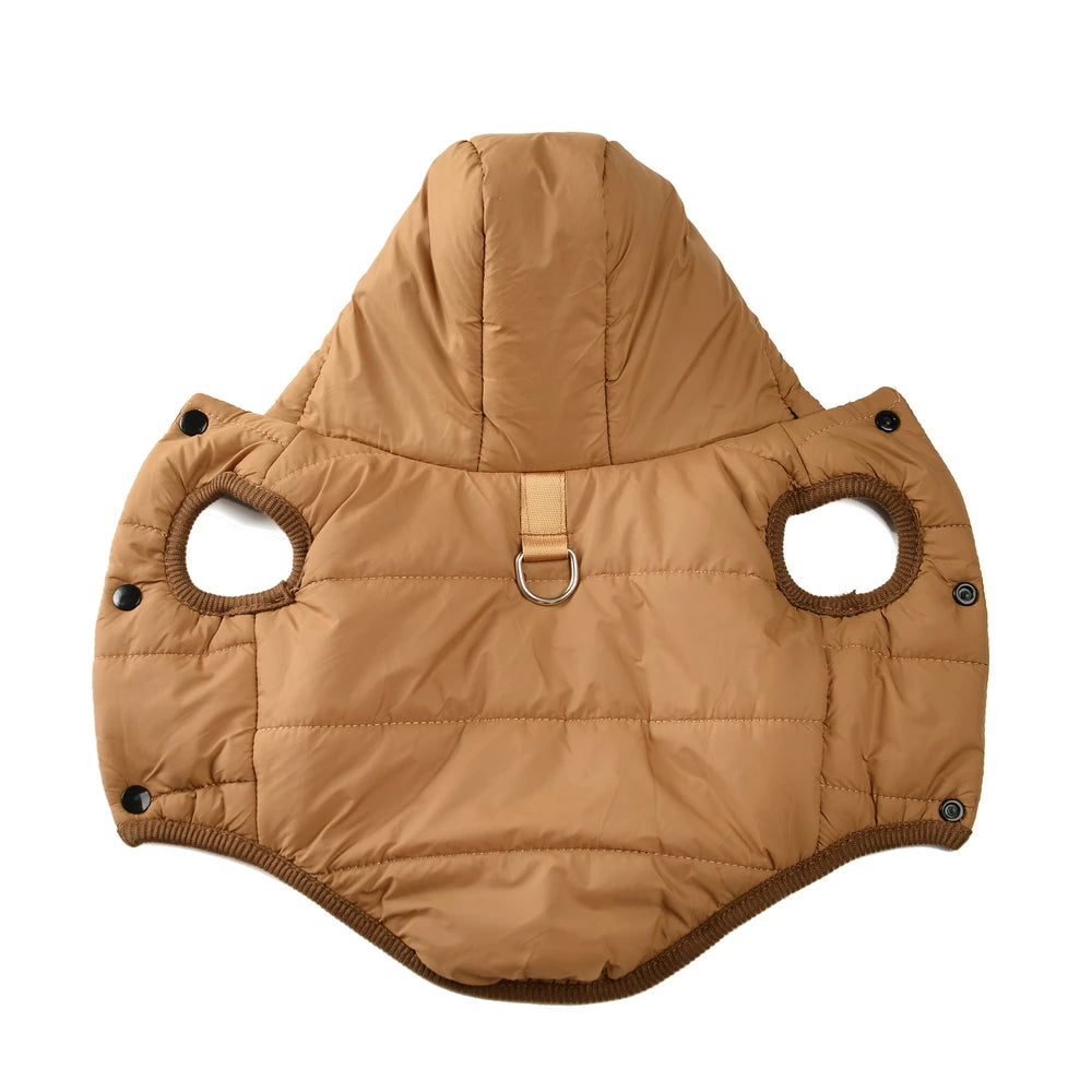 Showlu Fashion Store Holapet warm fleece dog hoodie with D-ring, cozy winter jacket for small dogs, soft and comfortable for cold weather.