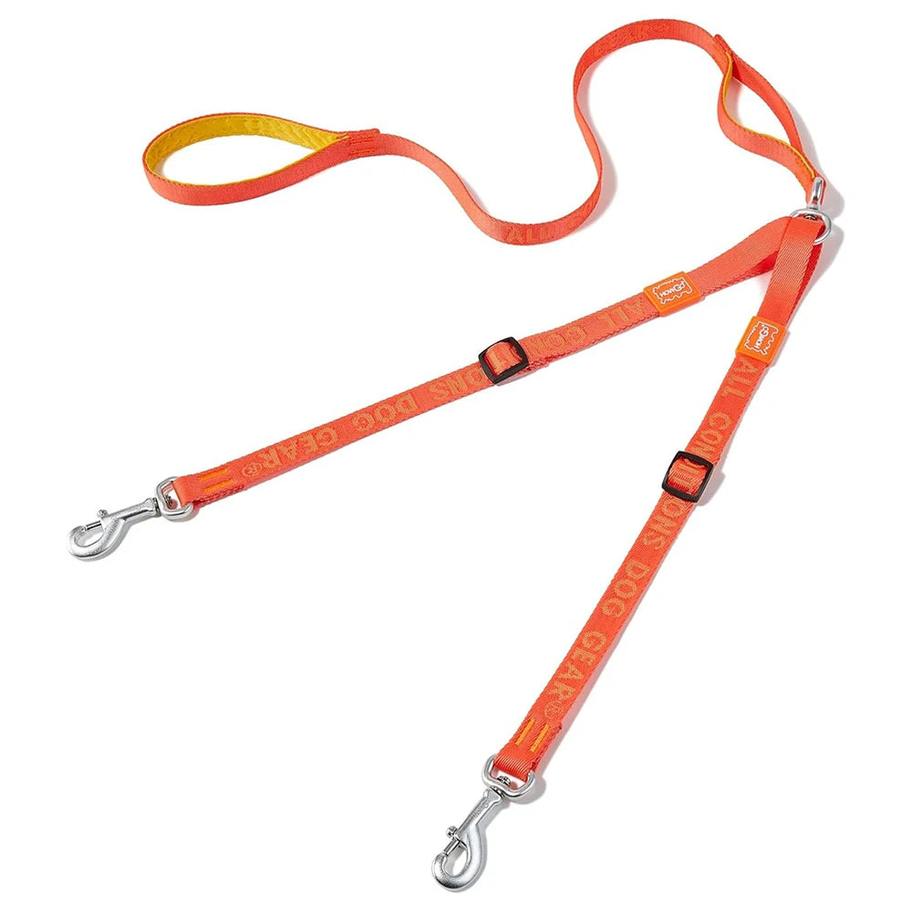 Double dog leash by Howgo from Showlu Fashion Store, adjustable nylon coupler with no-tangle design for walking two dogs simultaneously.