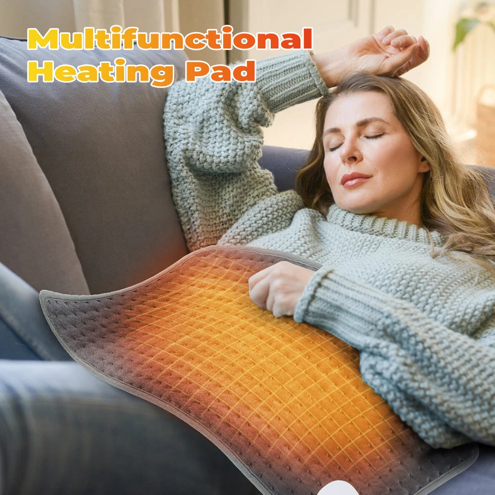 Showlu Smart General electric heating pad with adjustable temperature, timer, plush cover, providing warm comfort and relief.