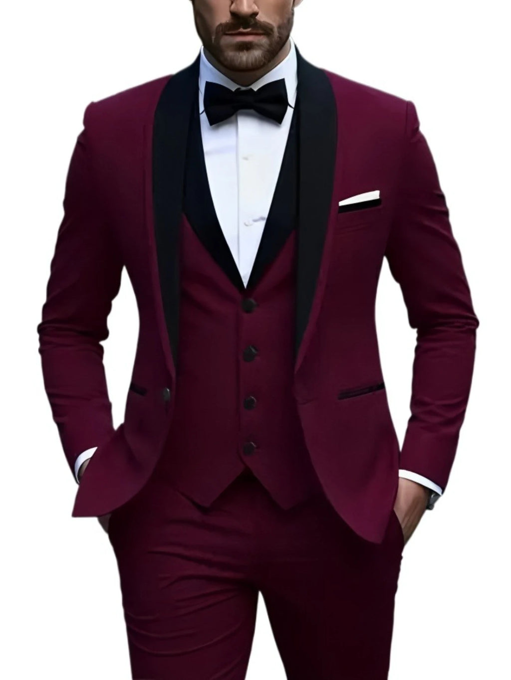 White Slit Mens Suits 3 Piece Black Shawl Lapel Casual Groom Tuxedos for Wedding Groomsmen Suits Men 2025 (Blazer+Vest+Pant)