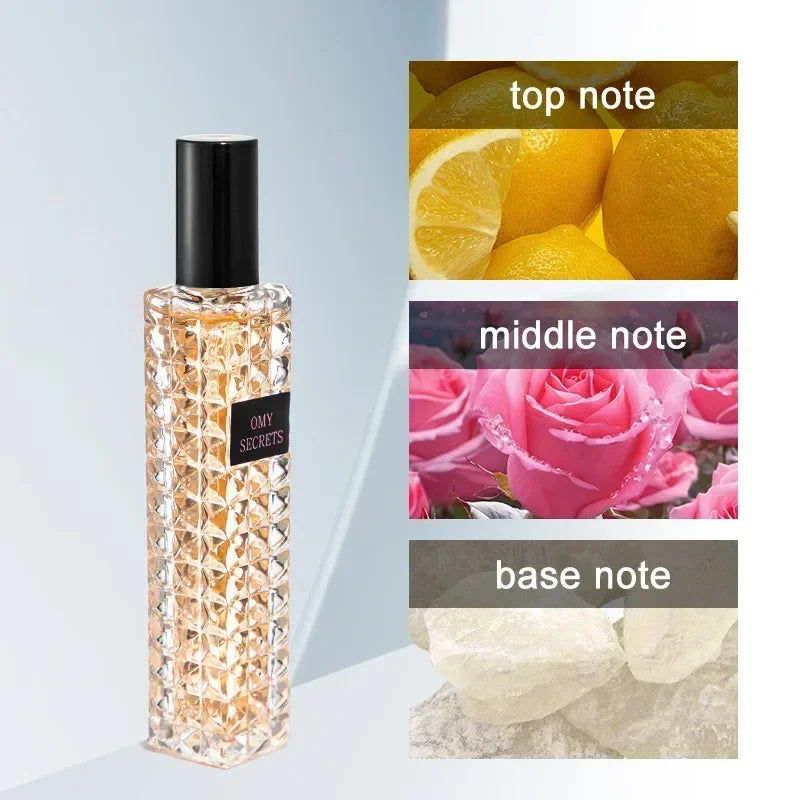 Eelhoe Miss Adventure floral perfume bottle with rose and jasmine scent, showcasing elegant packaging and a delicate design.