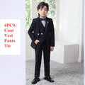 Kids boys plaid formal suit by SHOWLU FASHION STORE, featuring a three-piece tuxedo perfect for weddings and special occasions.