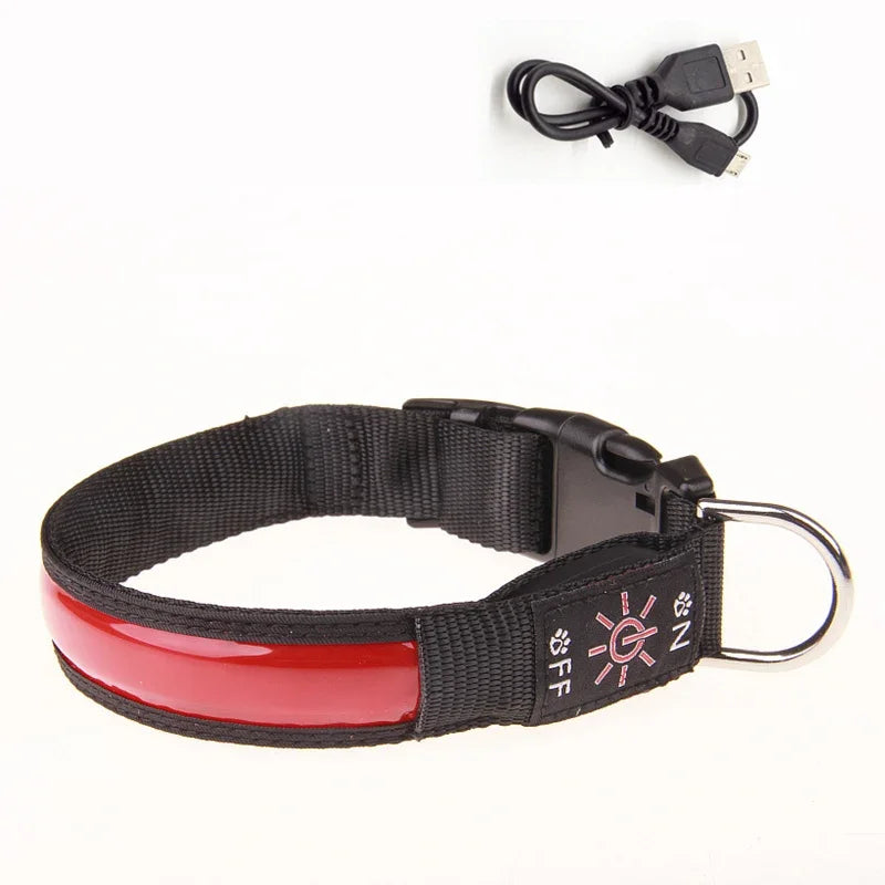 Showlu Smart General LED luminous dog collar with USB rechargeability, safety night collar, bright illumination for nighttime visibility.