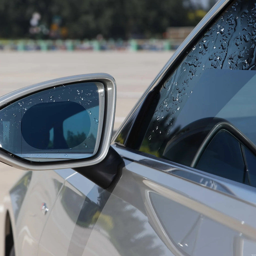 Showlu Smart General car rearview mirror anti-fog rainproof film set with clear, protective film on the mirror surface.