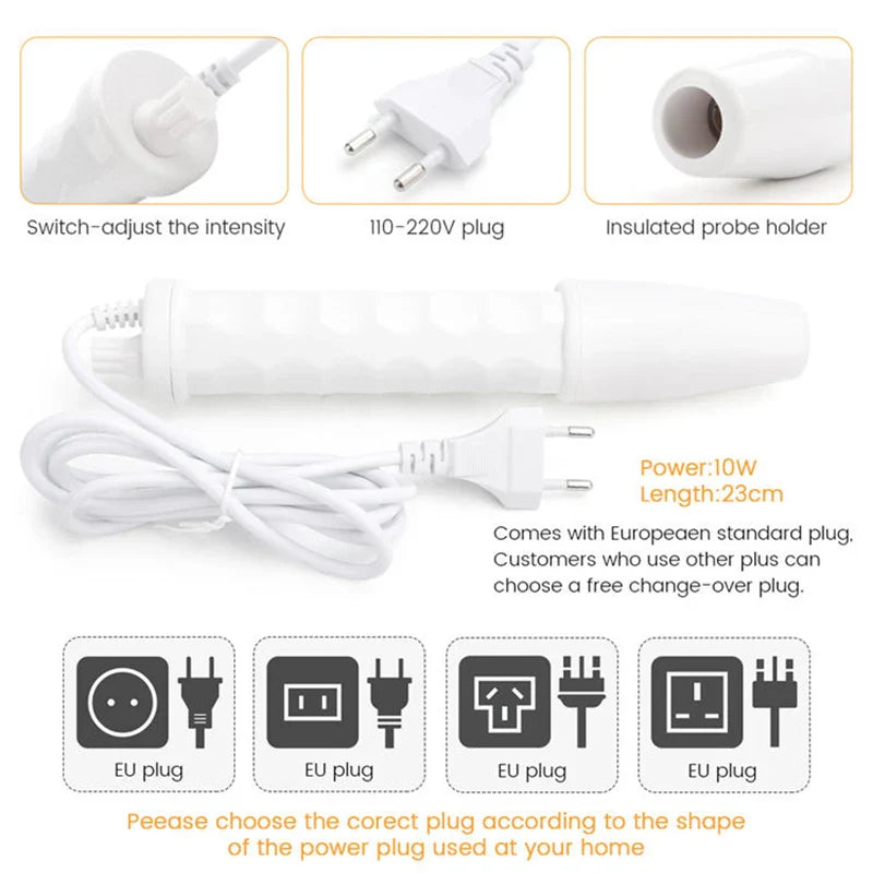 Portable Miqmi High Frequency Skin Therapy Wand for acne and wrinkles, featuring sleek design and easy handheld use.