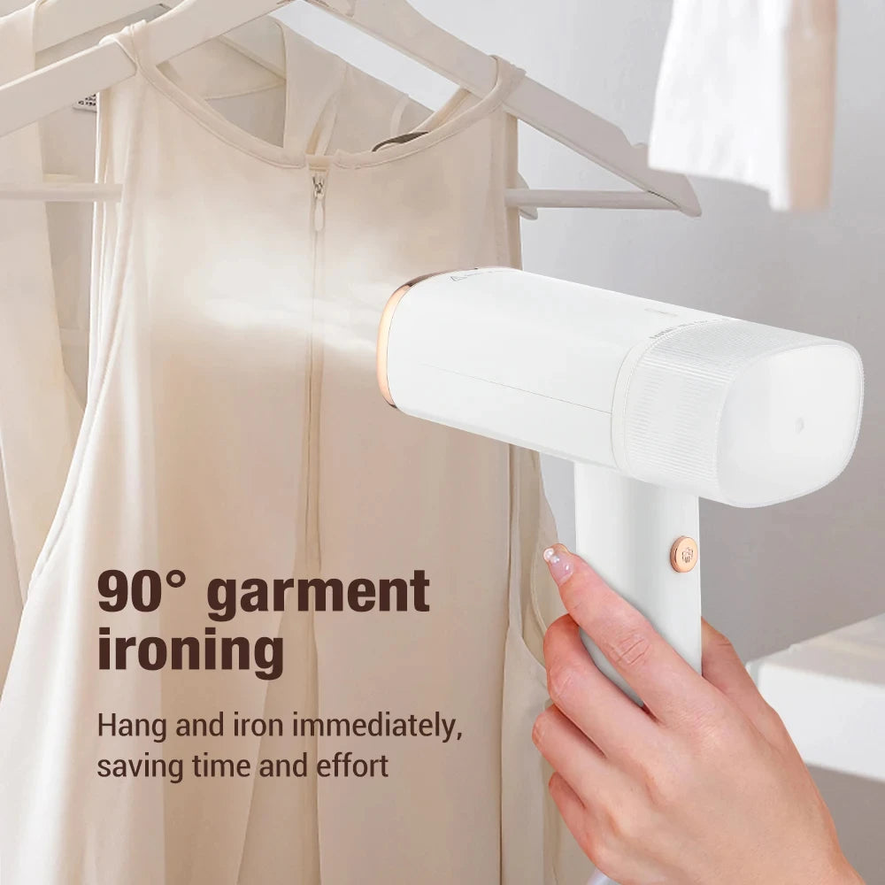 Homefish 1000W portable foldable garment steamer by Showlu Smart General, compact design with water tank and steam nozzle visible.