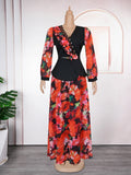 Elegant African dress for women featuring colorful Ankara fabric, long plus-size gown with dashiki style for weddings or parties
