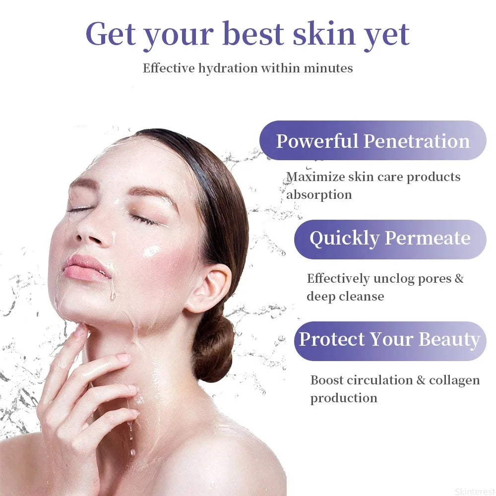 Showlu Smart Facial Steamer with hot and cold spray for face moisturizing and skin refreshing, shown with steam emitted from the device.