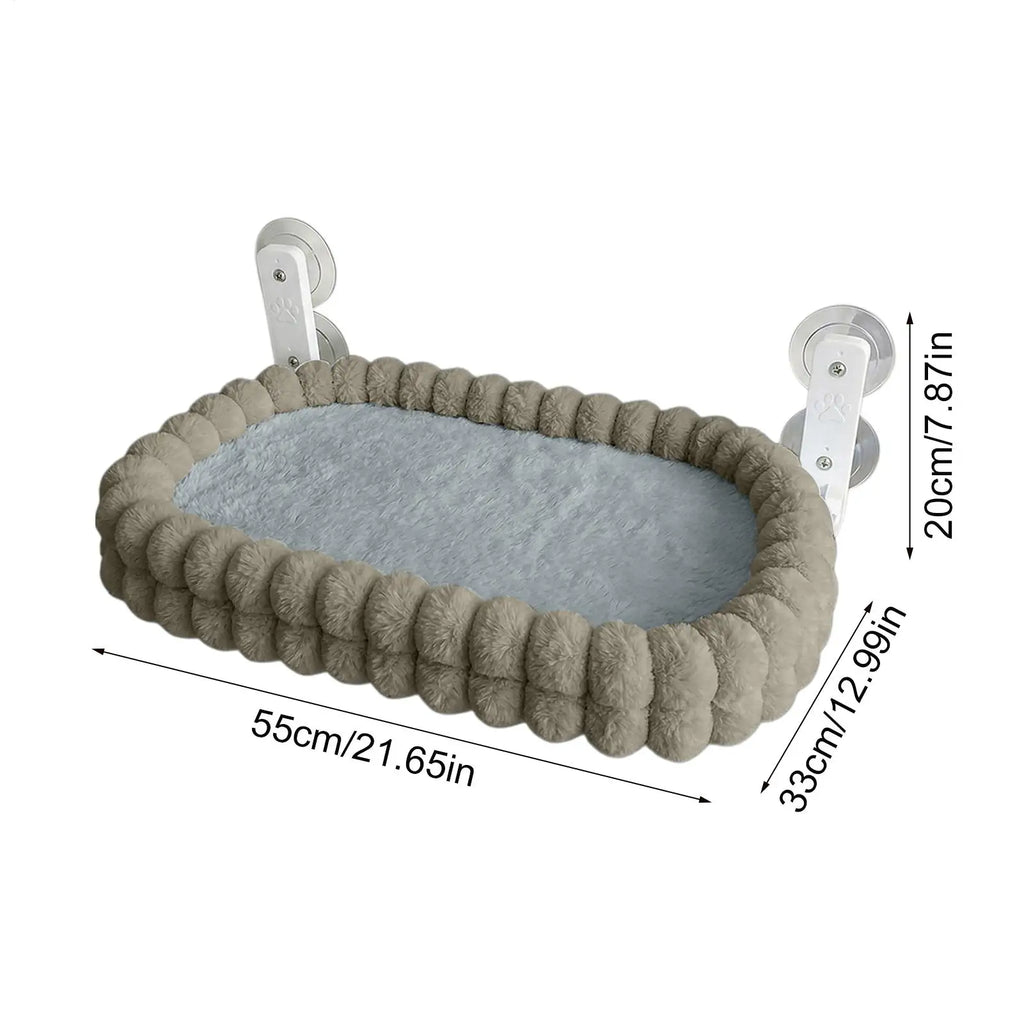Foldable Showlu Cat Window Perch with double-sided plush fabric, ideal for kittens to lounge and enjoy sunlight.