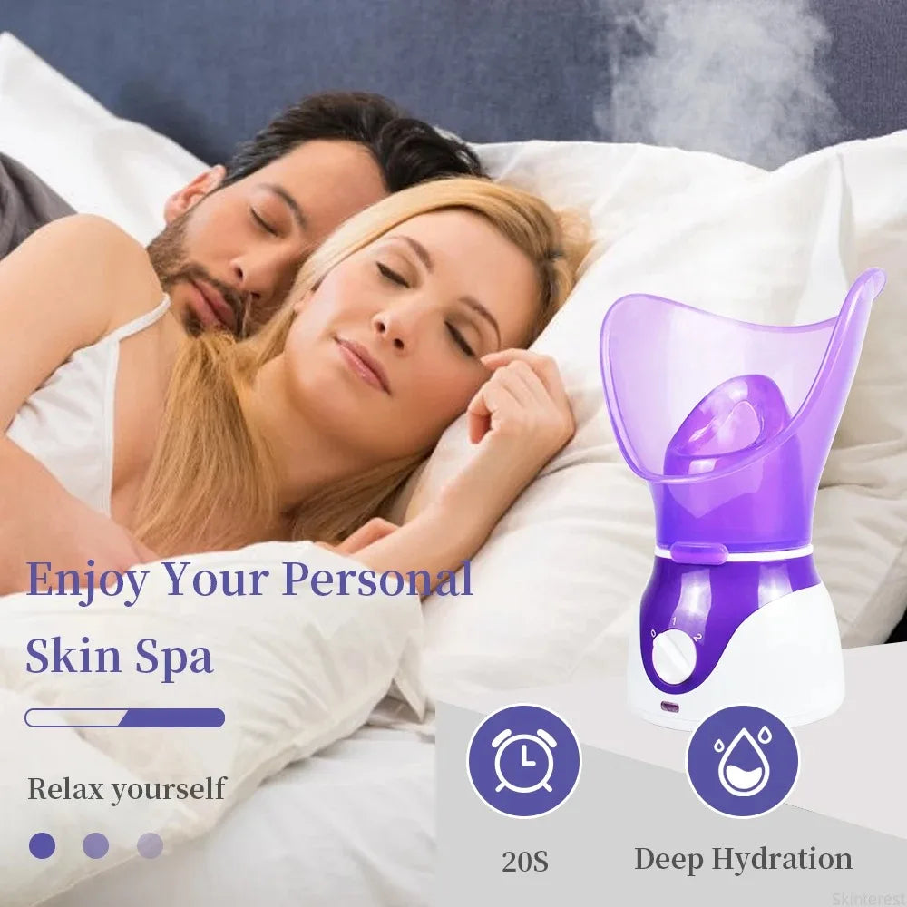 Showlu Smart Facial Steamer with hot and cold spray for moisturizing and skin refreshing, compact face skincare device.
