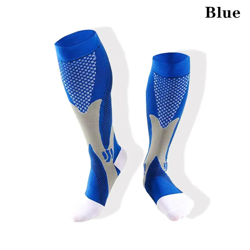 Showlu men's compression golf socks, knee-high nylon stockings with supportive fit, designed for active sports and everyday wear