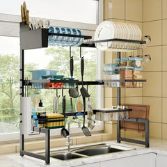 Over The Sink Dish Drying Rack XLarge 3 Tier Dish Drainers Drying Rack 31"-39.5" L x 12" W x 34"-38" H Extendable Large SHOWLU FASHION STORE