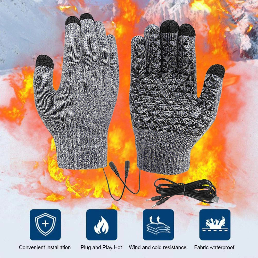 Showlu Smart General USB heated winter gloves with touchscreen fingertips and thermal insulation for cycling in cold weather