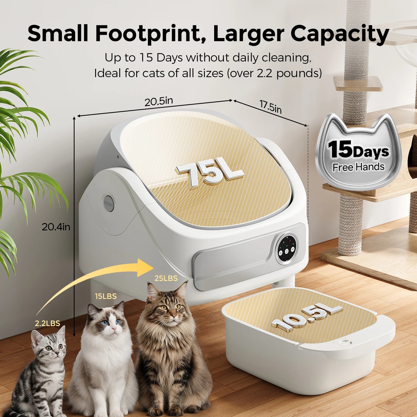 Patbrela Self-Cleaning Cat Litter Box,  Automatic Litter Box with Bio-Radar & 10 Safety Sensors for Anti-Pinch,Open Top Large Robot Litter Box with App Control & Odor-Removing System