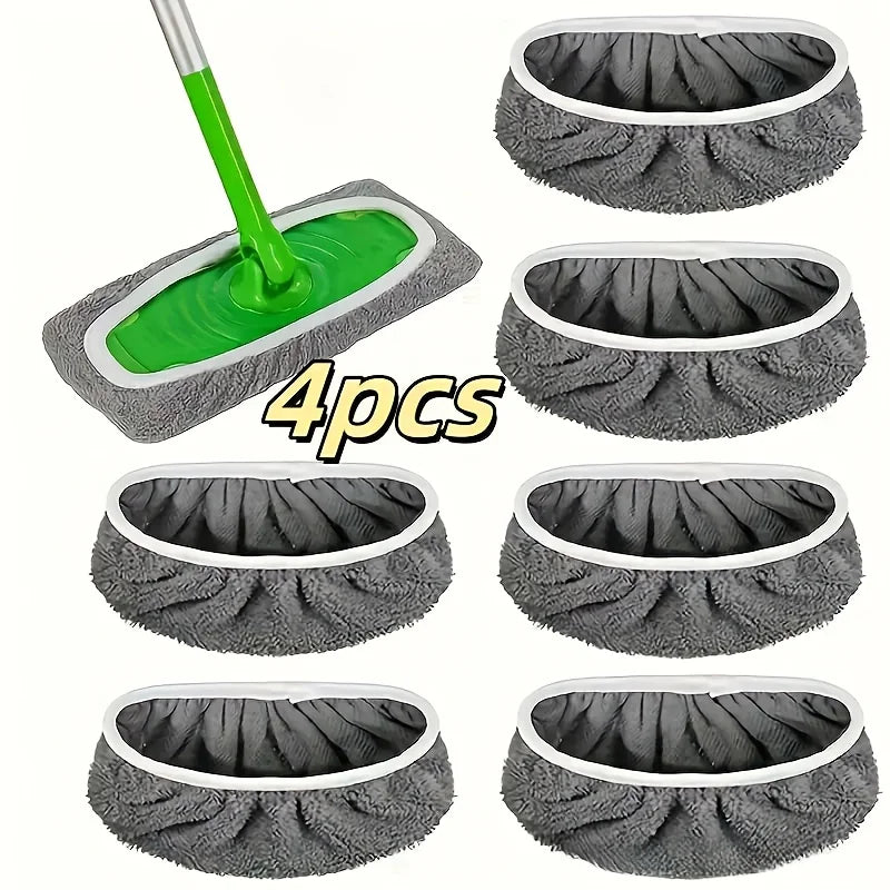 Showlu Fashion Store reusable mop pads with ultra-fine fiber for high water absorption, fitting most standard mop handles.