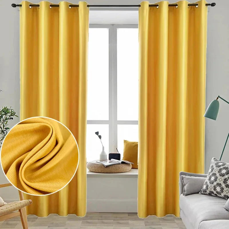 Black Ant Modern Yellow Blackout Curtains with thick sheer fabric for window privacy and light control, by SHOWLU FASHION STORE.