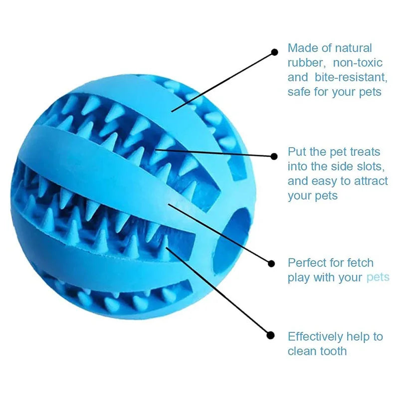 Showlu Smart General interactive rubber dog chew ball with treat dispenser, designed for puppy training and teeth cleaning.