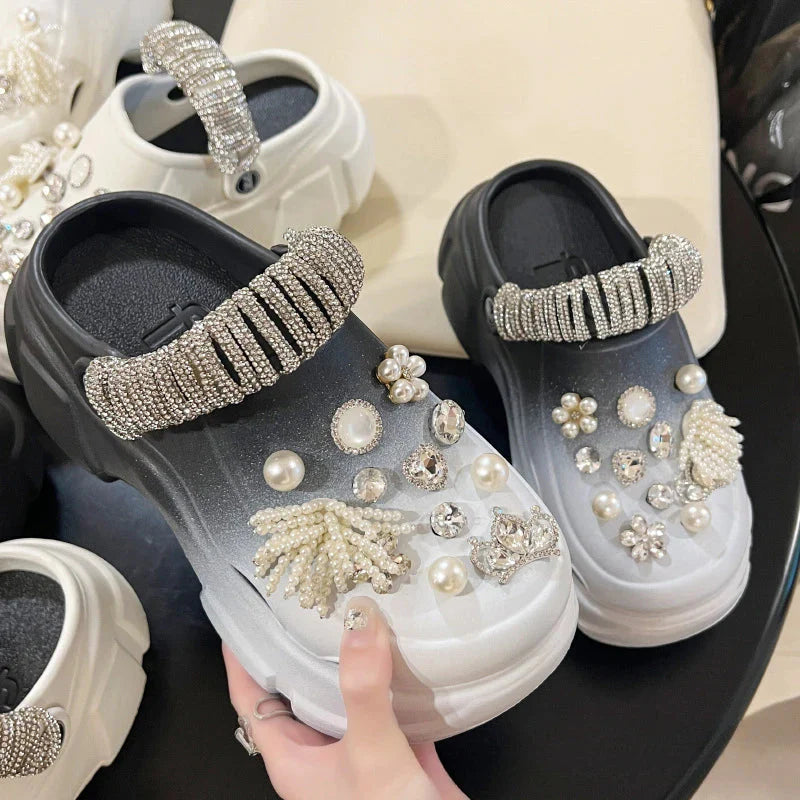 Gradient color UETEEY clog sandals with thick sole, summer outdoor slippers by SHOWLU FASHION STORE, stylish and comfortable footwear.