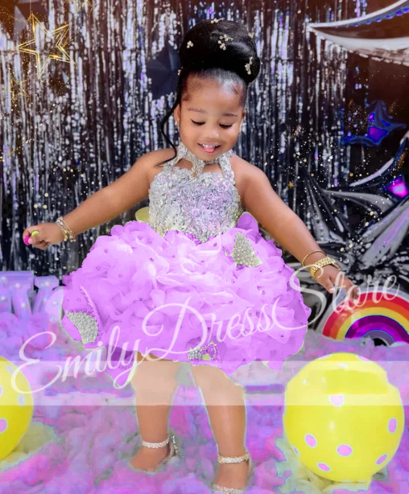 Customized Yellow Flower Girl Dresses For Wedding Cute Baby Layered Simple Kids Birthday Party First Communion Ball Gown